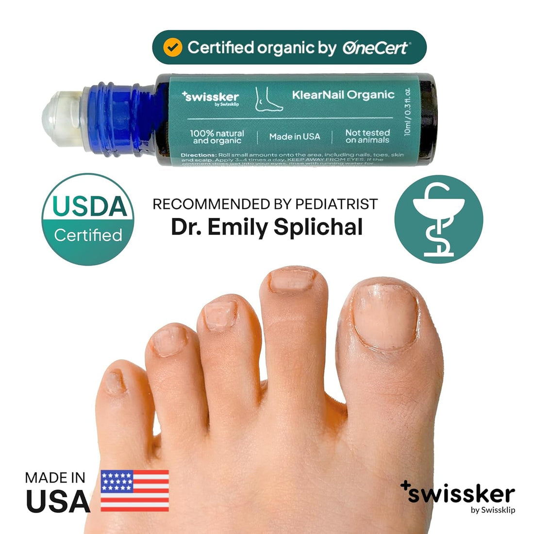 Swissklip +Swissker KlearNail Organic – 10ml | Natural Antifungal Toenail Treatment for Clearer, Healthier Nails