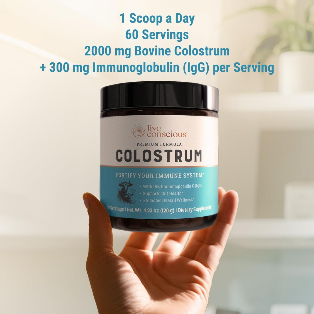 Live Conscious Colostrum Powder 120g | Immune & Gut Health Support | 60 Servings