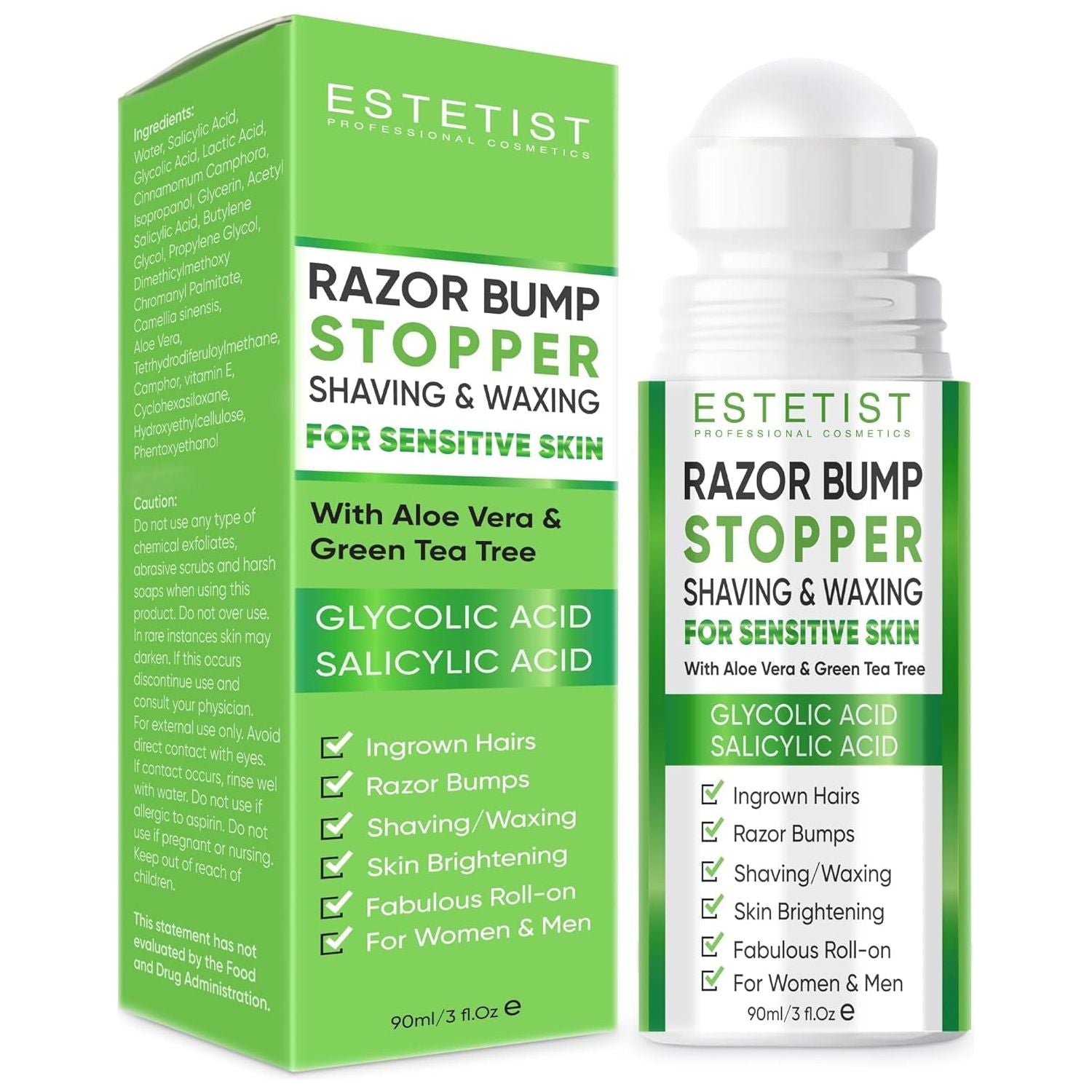 ESTETIST Razor Bump Stopper (Citrus Scent) - 90ml | Ingrown Hair & Razor Burn Solution for Sensitive Skin