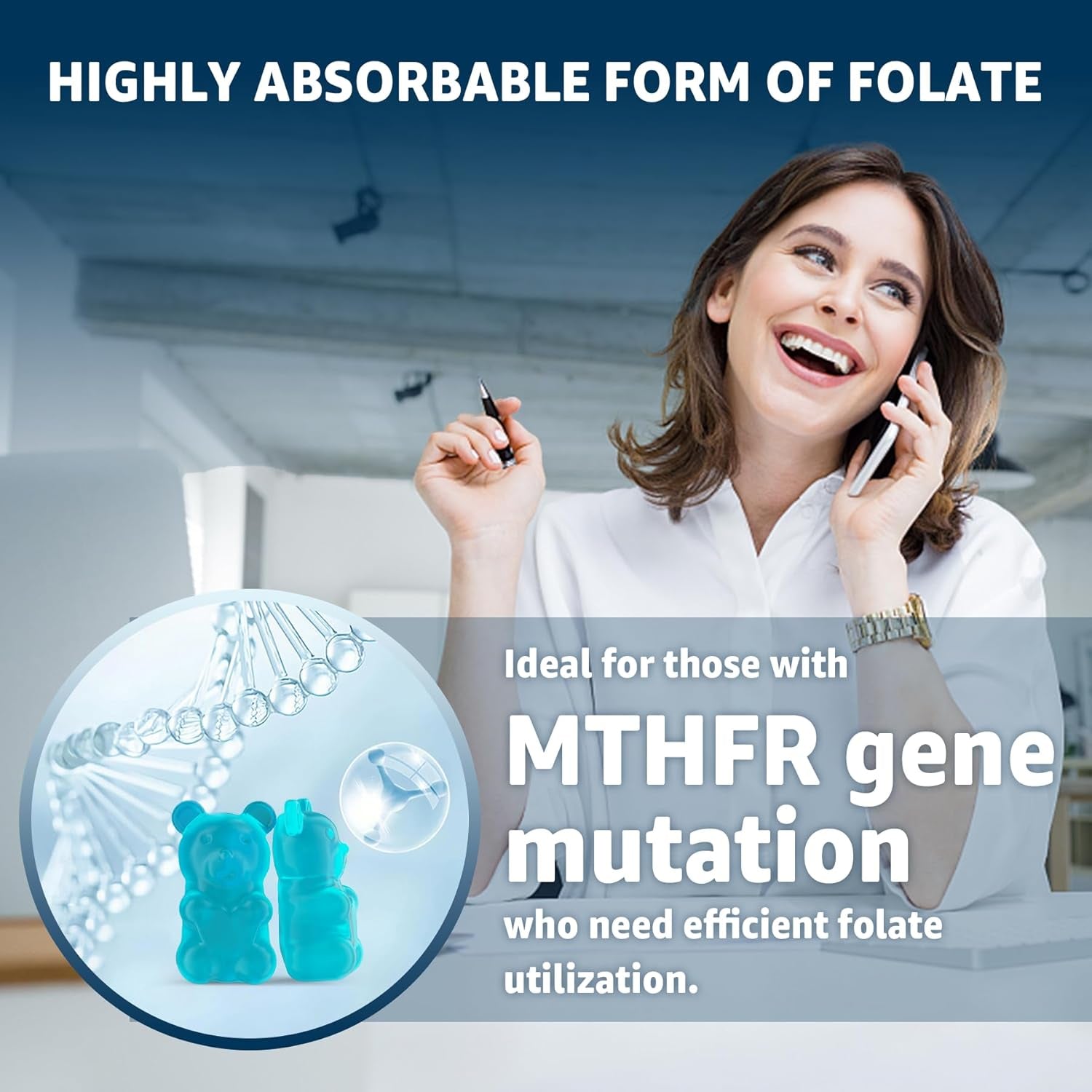 Nextdia L-Methylfolate 5-MTHF Gummies 60 Sugar-Free Vegan Gummies | Active Folate + Methylated B Vitamins for Energy, Mood & Focus