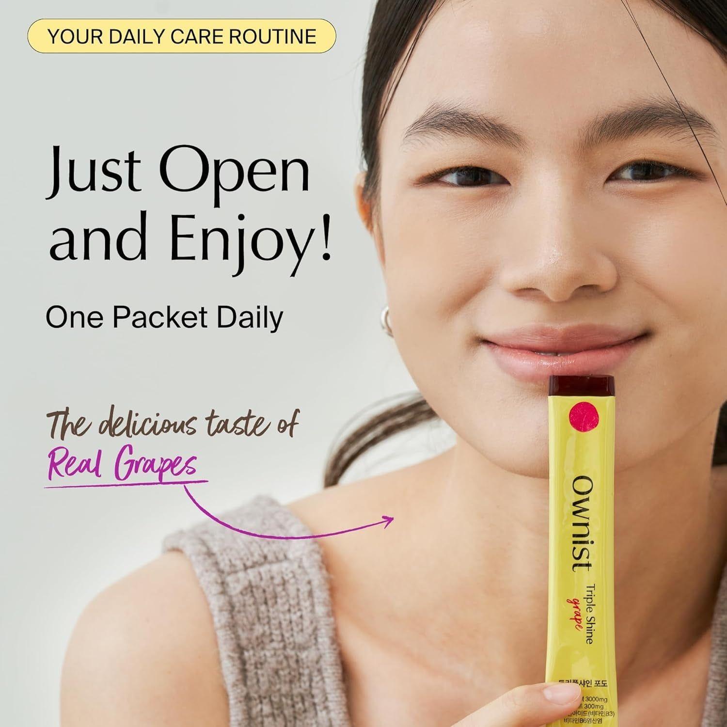 Ownist Triple Shine Grape - 14 Stick Packs | Brightening & Even Skin Tone Support