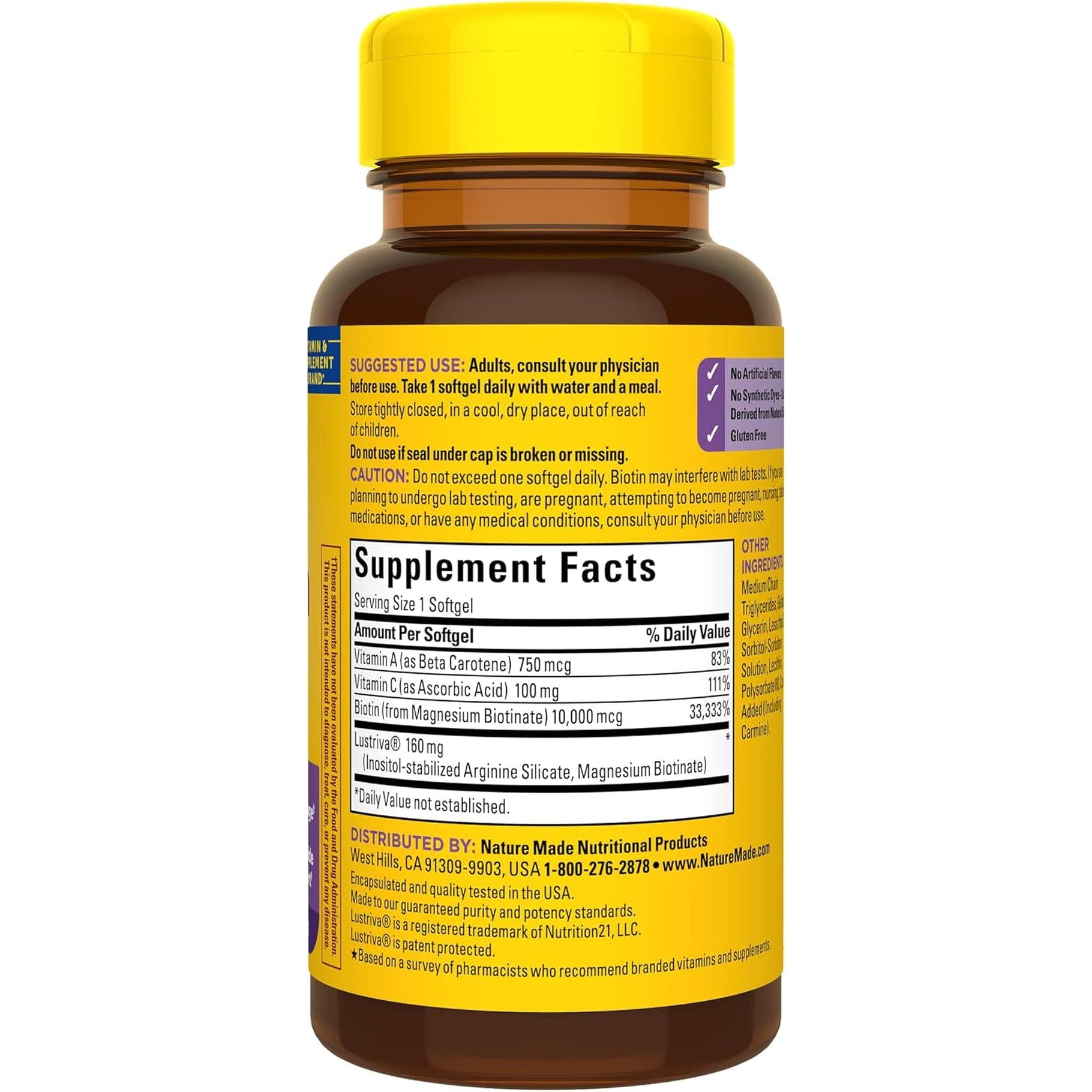 Nature Made Hair Growth Softgels & 30 Softgels Clinically Proven Formula for Thicker, Fuller Hair in 12 Weeks