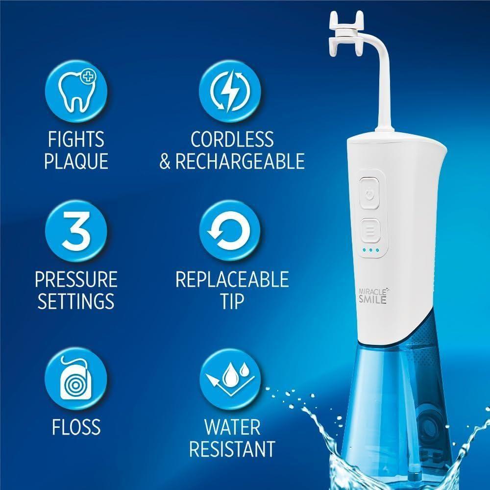 Ontel Miracle Smile Deluxe Pro Water Flosser | 360° Cleaning Technology for a Healthier Smile