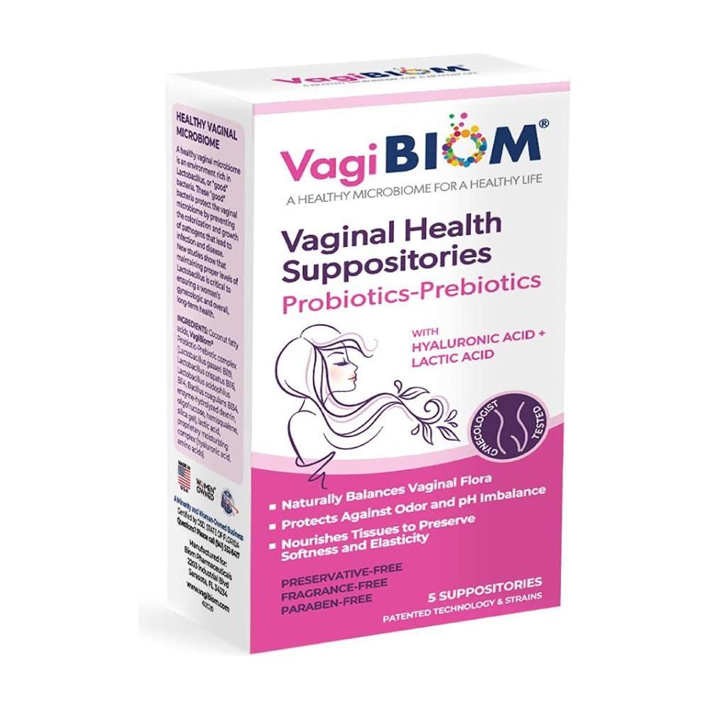 Vagibiom Lactobacillus Vaginal Suppository 5 Count | Microbiome Balance, pH Support & Soothing Relief