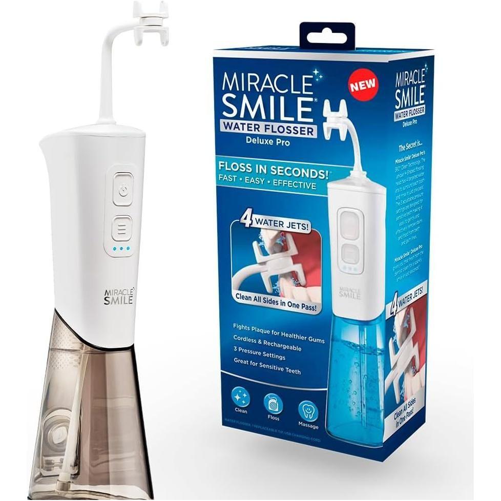 Ontel Miracle Smile Deluxe Pro Water Flosser | 360° Cleaning Technology for a Healthier Smile
