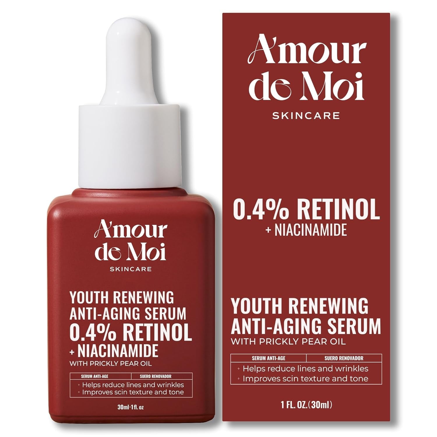 Amour De Moi Youth Renewing Anti-Aging Serum 30ml | Retinol + Niacinamide for Smoother, Brighter, Younger-Looking Skin