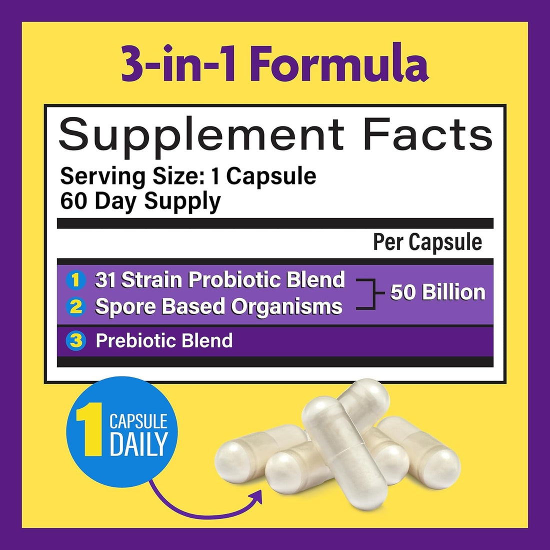 InnovixLabs Multi-Strain Probiotics 60 Capsules 50 Billion CFU | 31 Strains + Prebiotics | Gut Health, Digestion & Immunity for Women & Men
