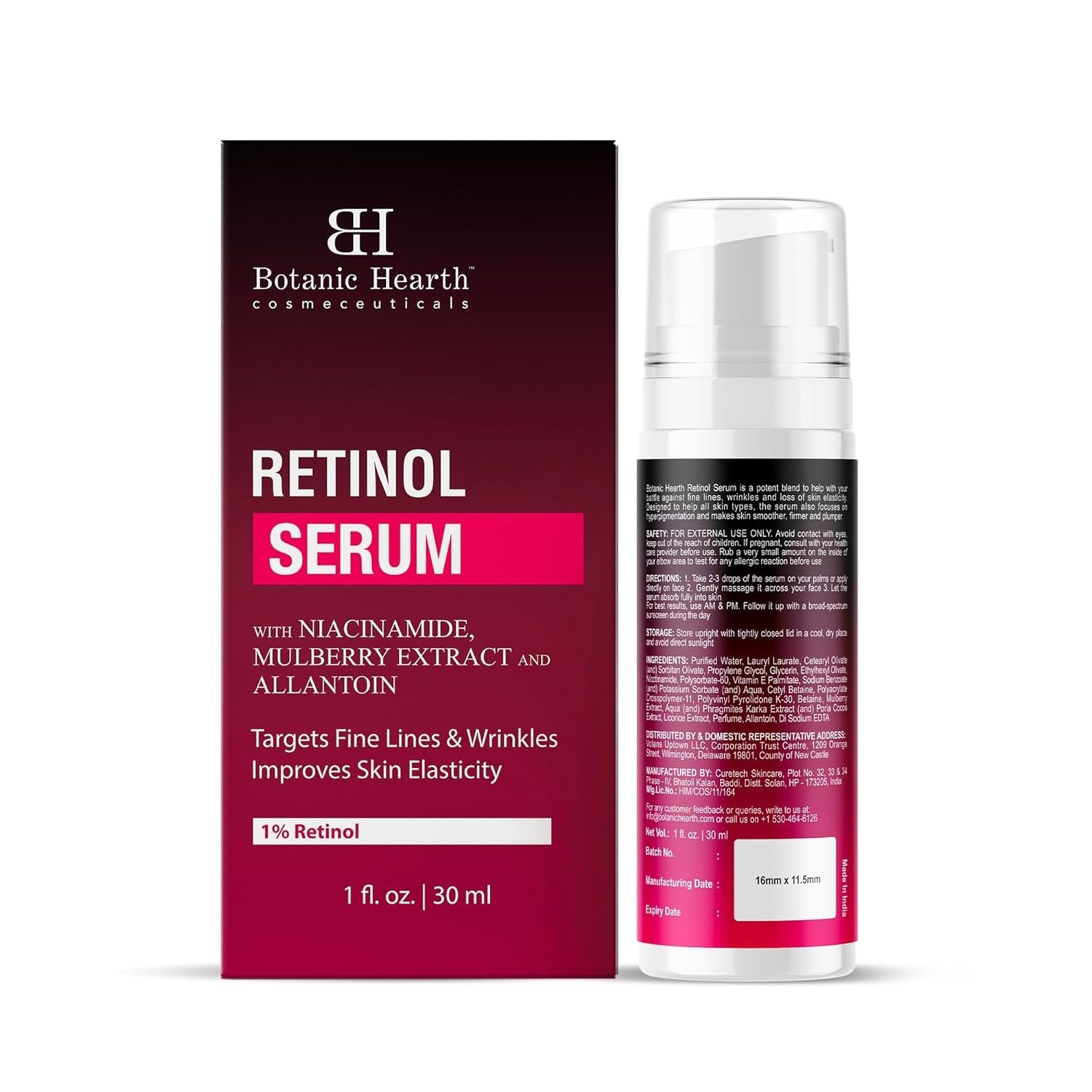 Botanic Hearth Retinol Serum 30ml | Anti-Aging Face Serum with Niacinamide & Mulberry for Firm, Radiant Skin