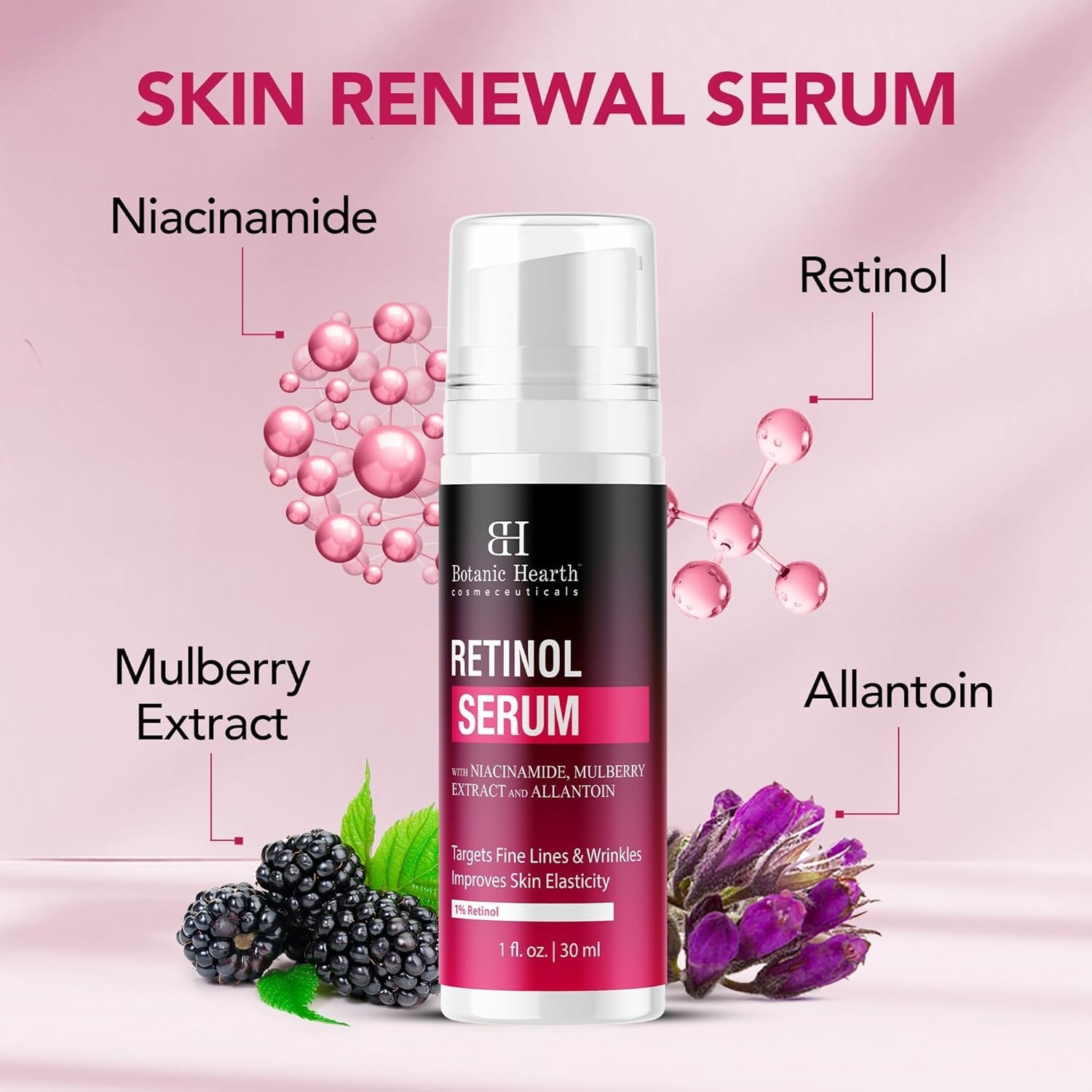 Botanic Hearth Retinol Serum 30ml | Anti-Aging Face Serum with Niacinamide & Mulberry for Firm, Radiant Skin