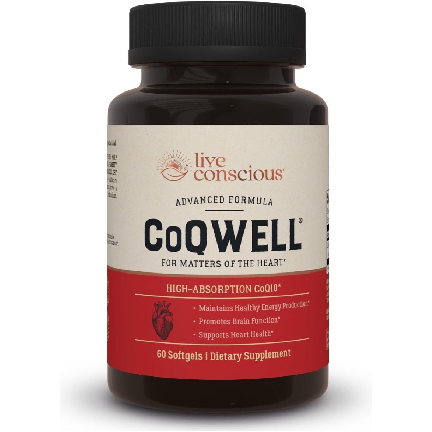 Live Conscious CoQWell 60 Softgels | Advanced CoQ10 Formula for Heart, Energy & Immune Support