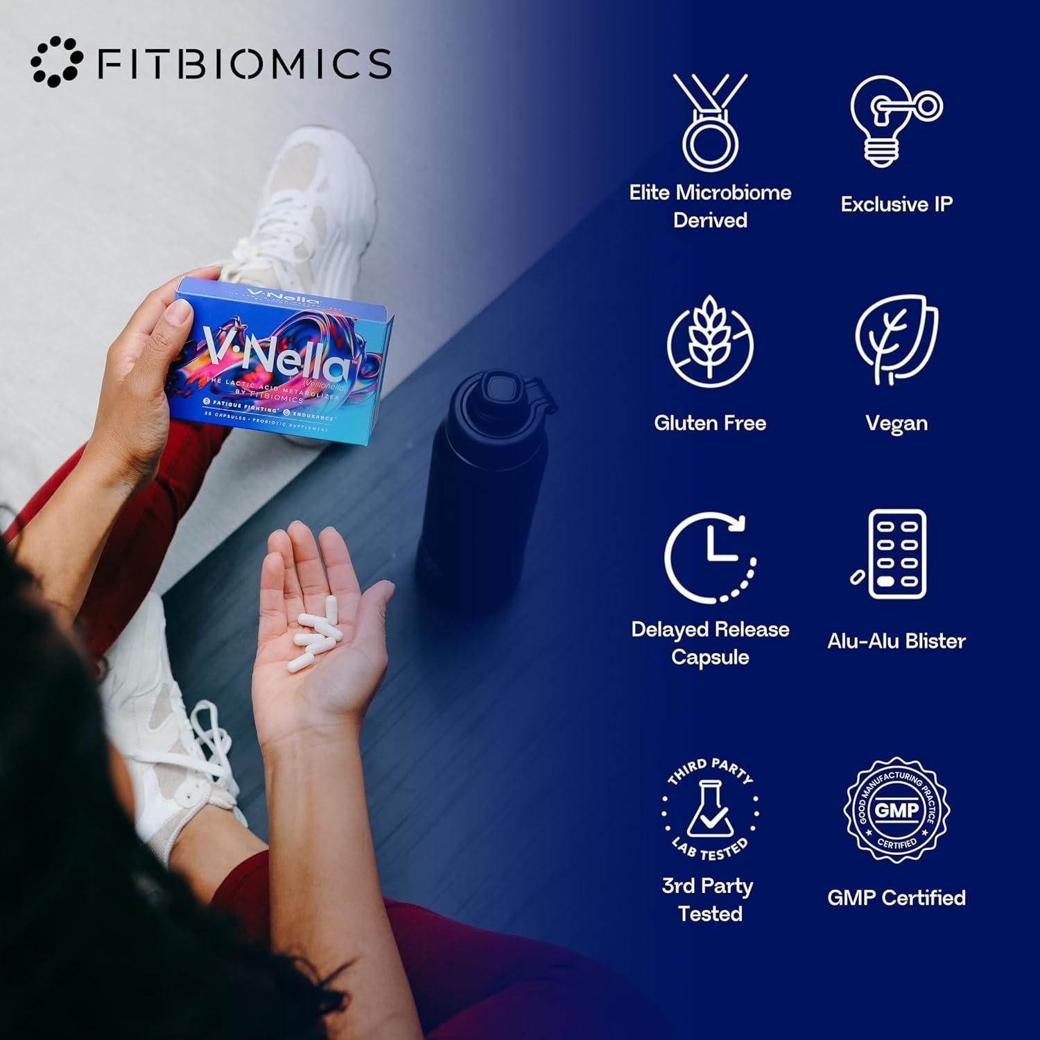 FitBiomicsV-Nella® The Fatigue-Fighting Probiotic - 30 Capsules | Energy & Endurance Support