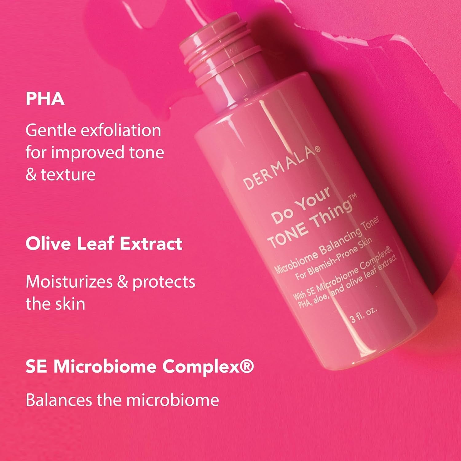 Dermala Do Your TONE Thing Microbiome Balancing Toner – 89ml | Clears Blemishes & Balances Skin pH