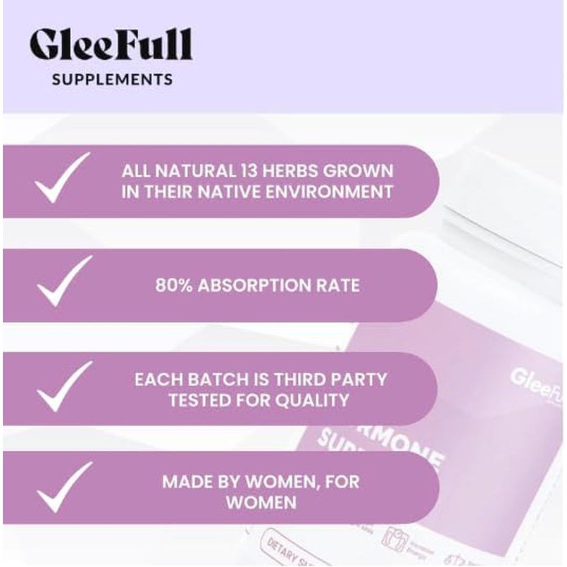 GleeFull Over 30 Hormone Support 60 Capsules | Natural Menopause & Hormonal Balance Support with Maca Root & Ashwagandha