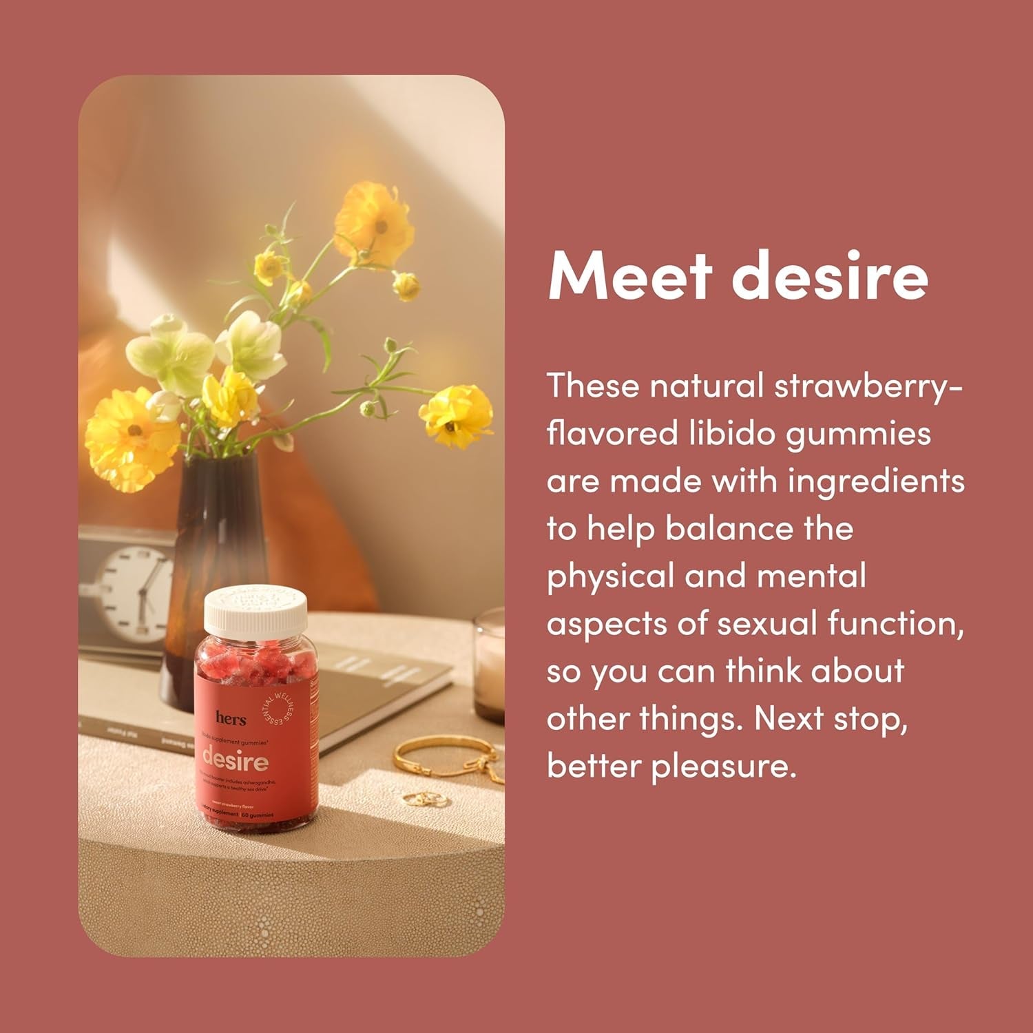 Hers Desire Libido Supplement Gummies 60 Gummies | Supports Healthy Sex Drive & Sensation