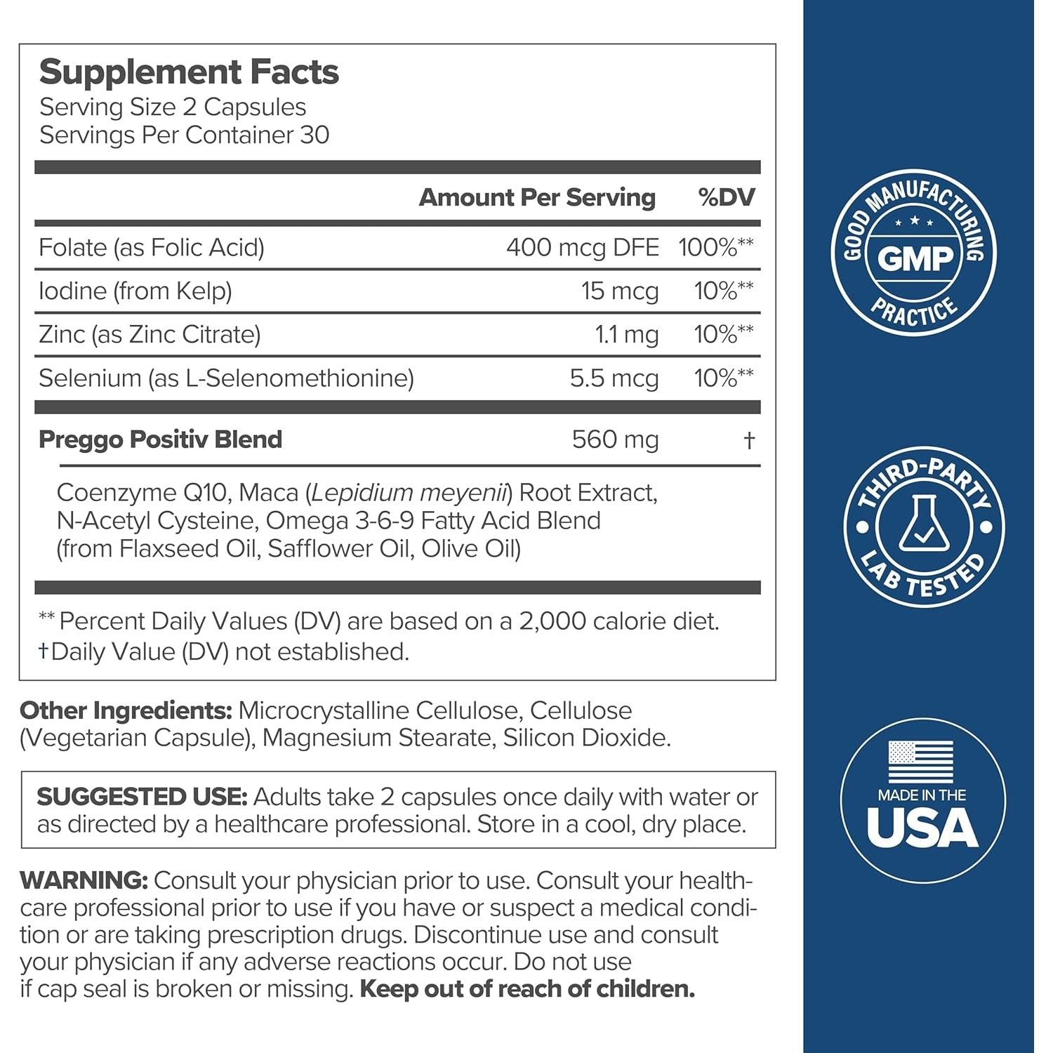 O Positiv Preggo Conception Support& 60 Capsules The OBGYN-Formulated Fertility Boost for Women Preparing for Pregnancy