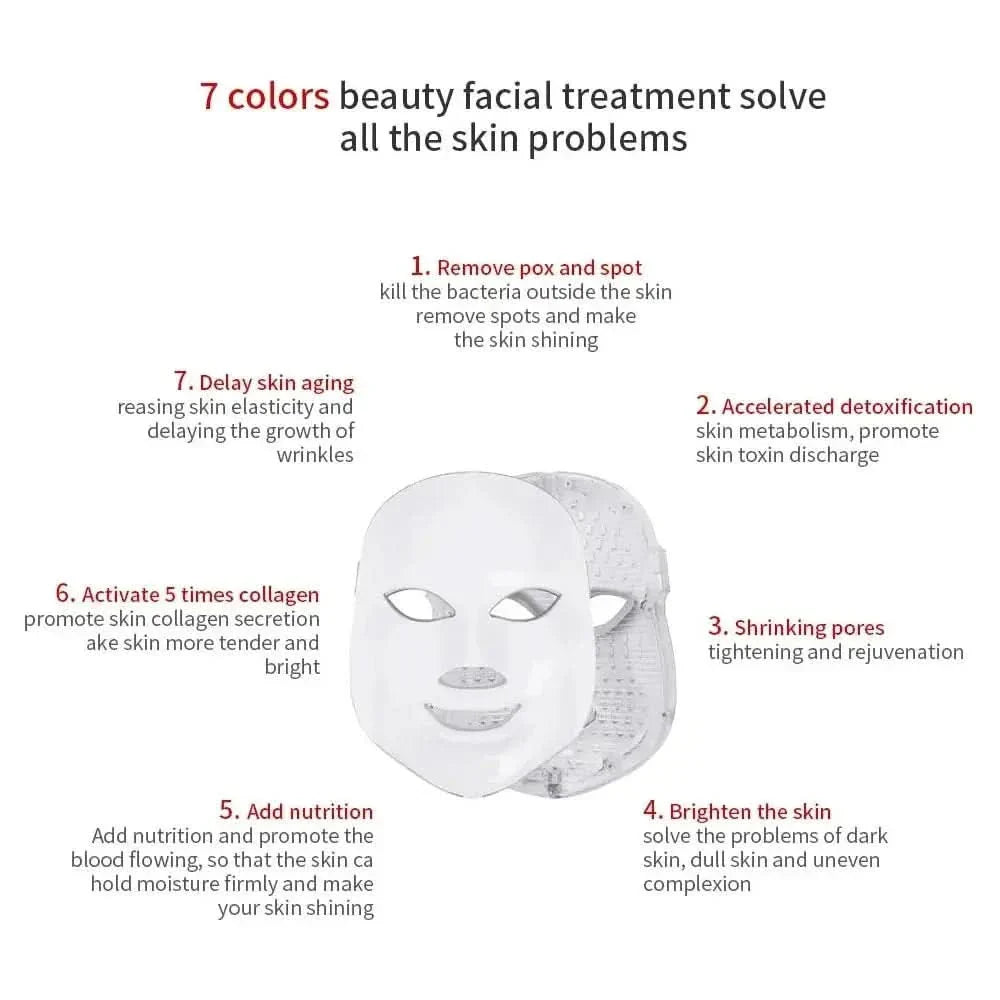 7 Colors LED Facial Mask Advanced Light Therapy for Anti-Aging & Radiant Skin