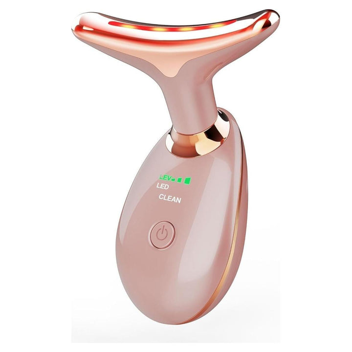 7-In-1 Deplux Rose Gold Face & Neck Massager - Multi-Light Skincare Enhancer