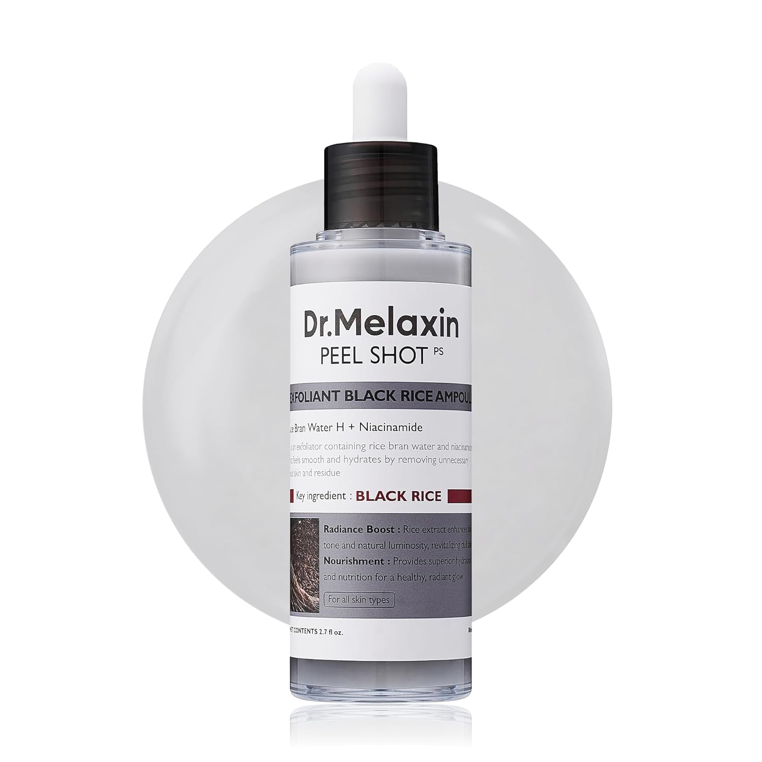 Dr.Melaxin Peel Shot Exfoliant Black Rice Ampoule 80ml | 4-in-1 Exfoliating Glow Booster with Niacinamide & Black Rice