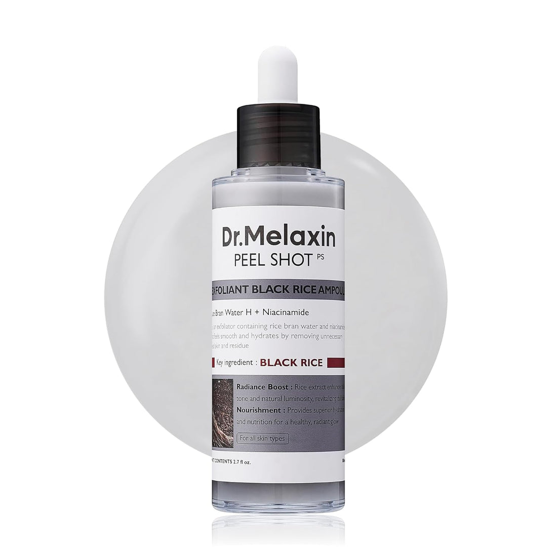 Dr.Melaxin Peel Shot Exfoliant Black Rice Ampoule 80ml | 4-in-1 Exfoliating Glow Booster with Niacinamide & Black Rice