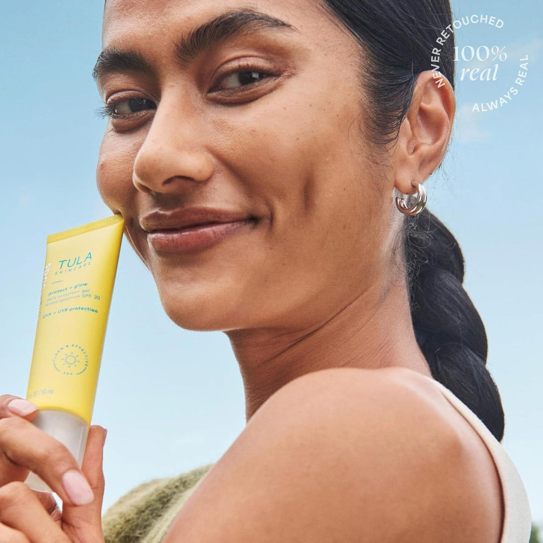 TULA SKINCARE Protect + Glow Daily Sunscreen Gel Broad Spectrum SPF 30 - 100ml | Invisible, Hydrating Sun Protection