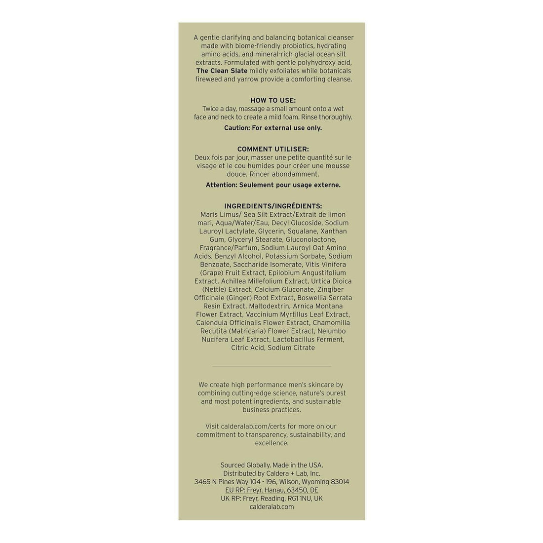 Caldera + Lab The Clean SlateMen's Balancing Cleanser - 100ml