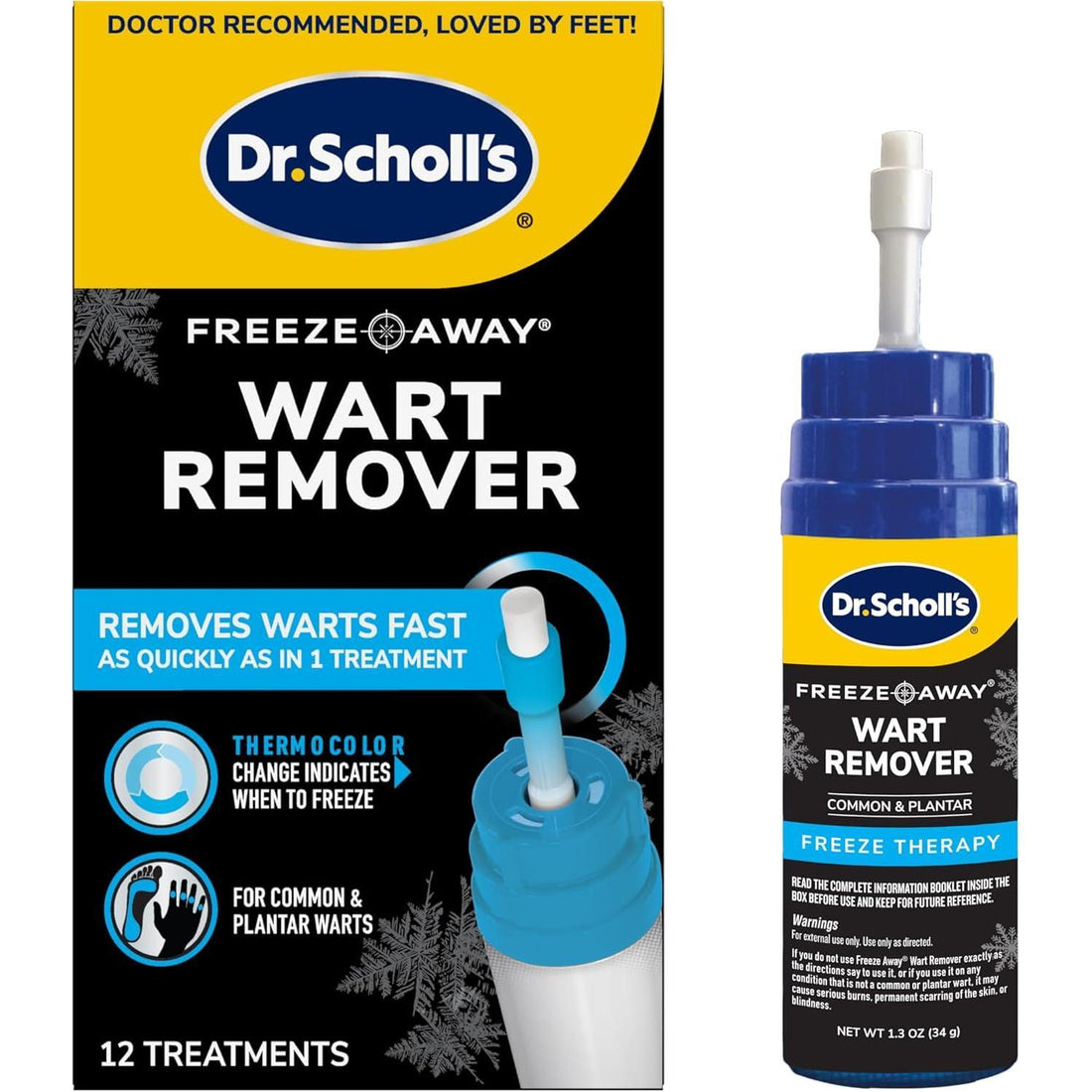 Dr. Scholl's Freeze Away Wart Remover 12 Cryotherapy Treatments | Fast, Doctor-Recommended Wart Removal for Common & Plantar Warts