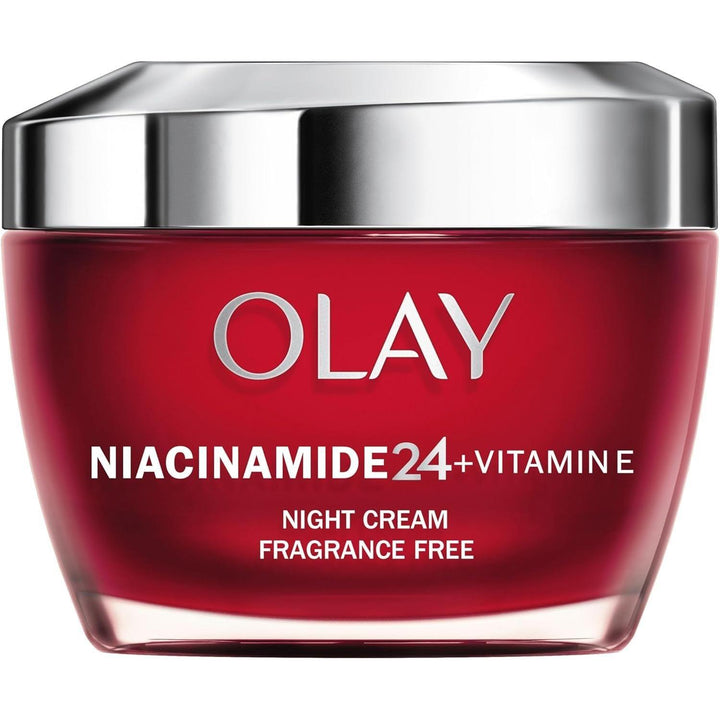 Olay Niacinamide 24 + Vitamin E Moisturiser Night Cream 50ml | Overnight Skin Renewal with Shea Butter