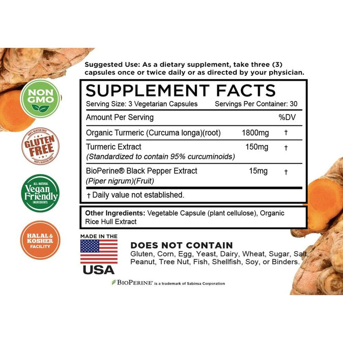 FarmHaven Turmeric Curcumin 90 Capsules | 1965mg High-Potency Joint, Heart & Brain Support with BioPerine