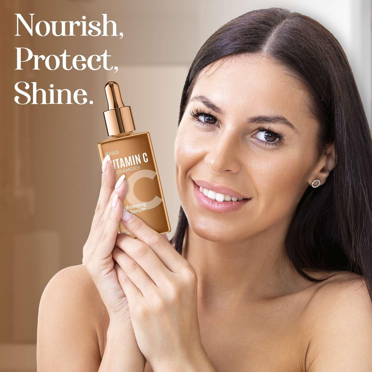 RevitaLux Vitamin C & Ceramides Brightening Face Serum & 2 fl. oz Hydrating & Anti-Aging Korean Skincare for Radiant, Smooth Skin