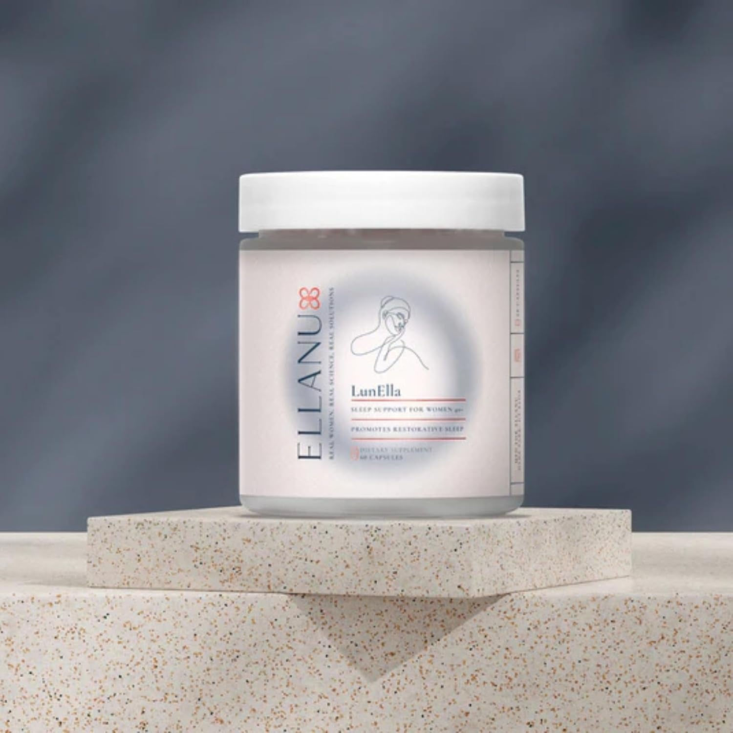 ELLANU LunElla Sleep Support for Women 40+ – 60 Capsules | Hormone-Free, Vegan Nighttime Relief