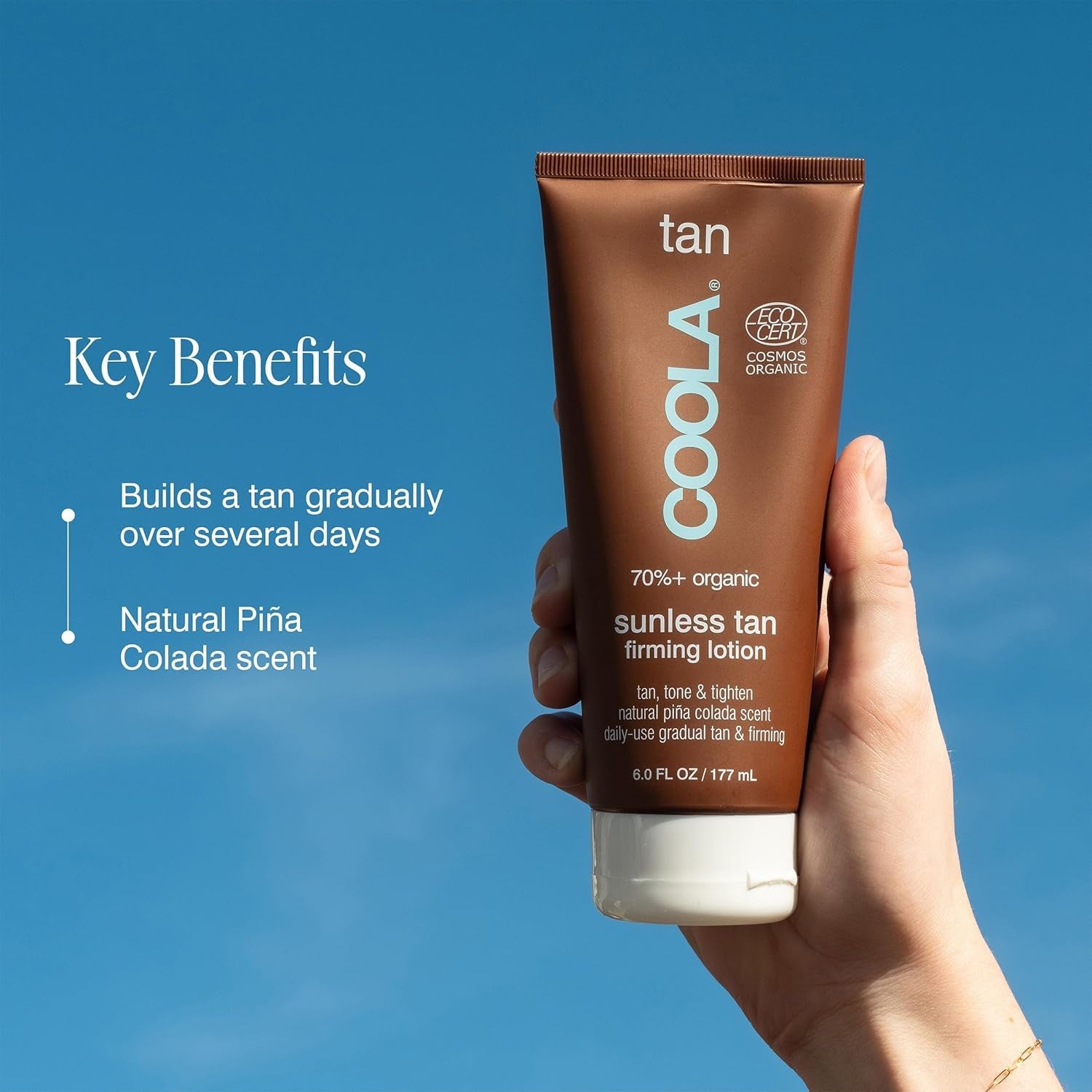 COOLA Sunless Tan Firming Lotion 177ml | Organic Gradual Self-Tanner with Skin-Firming Power