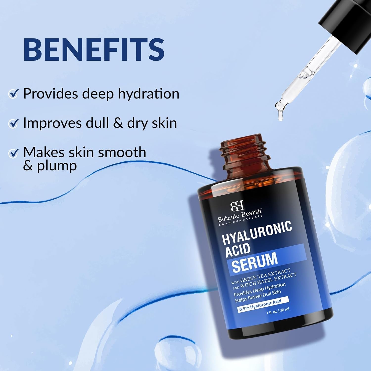 Botanic Hearth Hyaluronic Acid Serum ¨C 30ml | Deep Hydration & Plumping for Smooth, Youthful Skin