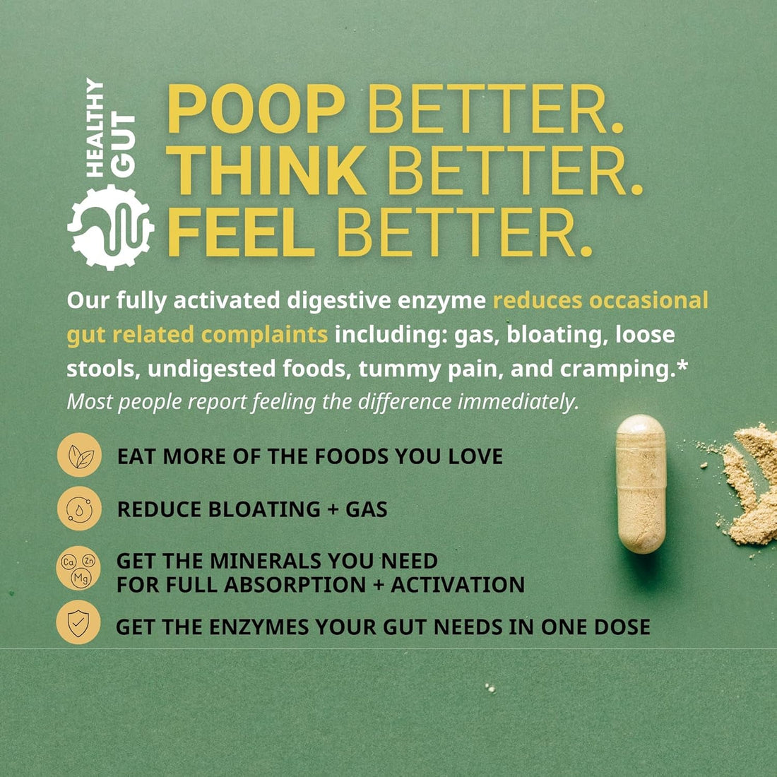 Healthy Gut HoloZyme Digestive Enzymes – 180 Capsules (90 Servings) | Clinically Proven Relief for Bloating, Gas & Gut Discomfort