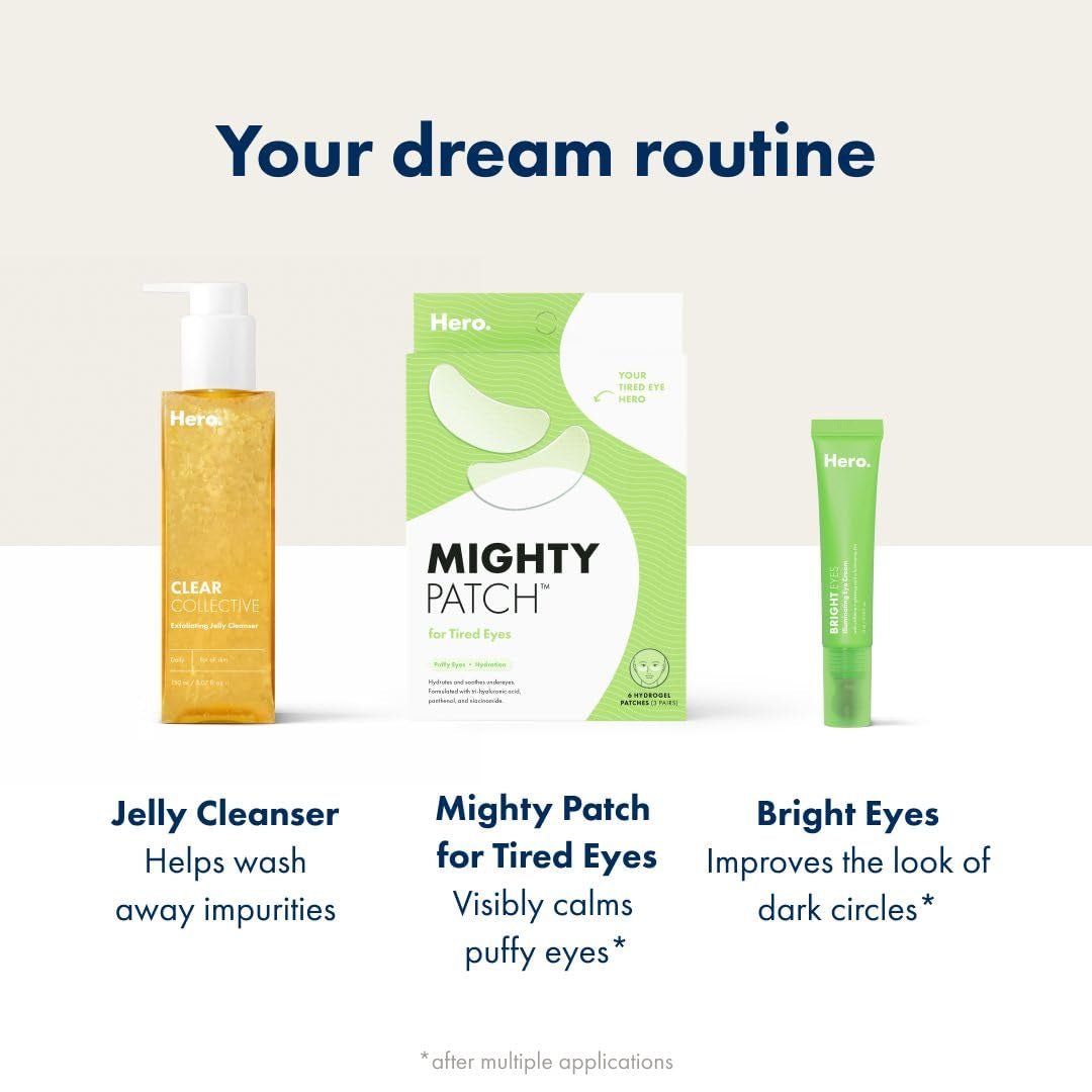 HERO COSMETICS Mighty Patch for Tired Eyes 6 Patches | Hydrogel Eye Patches with Niacinamide, Hyaluronic Acid & Panthenol