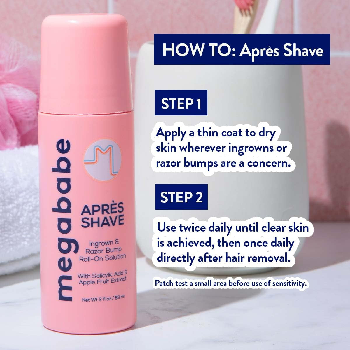 Megababe Après Shave Ingrown & Razor Bump Roll-On Solution 88ml | Award-Winning Ingrown Hair Treatment for Smooth, Bump-Free Skin
