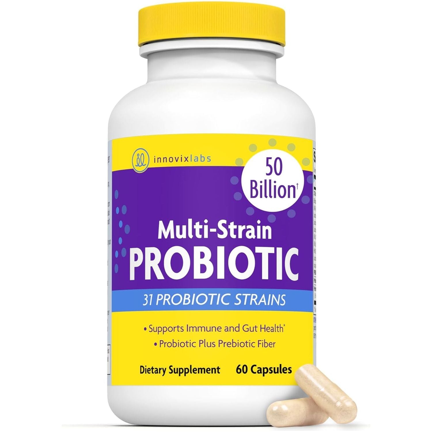 InnovixLabs Multi-Strain Probiotics 60 Capsules 50 Billion CFU | 31 Strains + Prebiotics | Gut Health, Digestion & Immunity for Women & Men