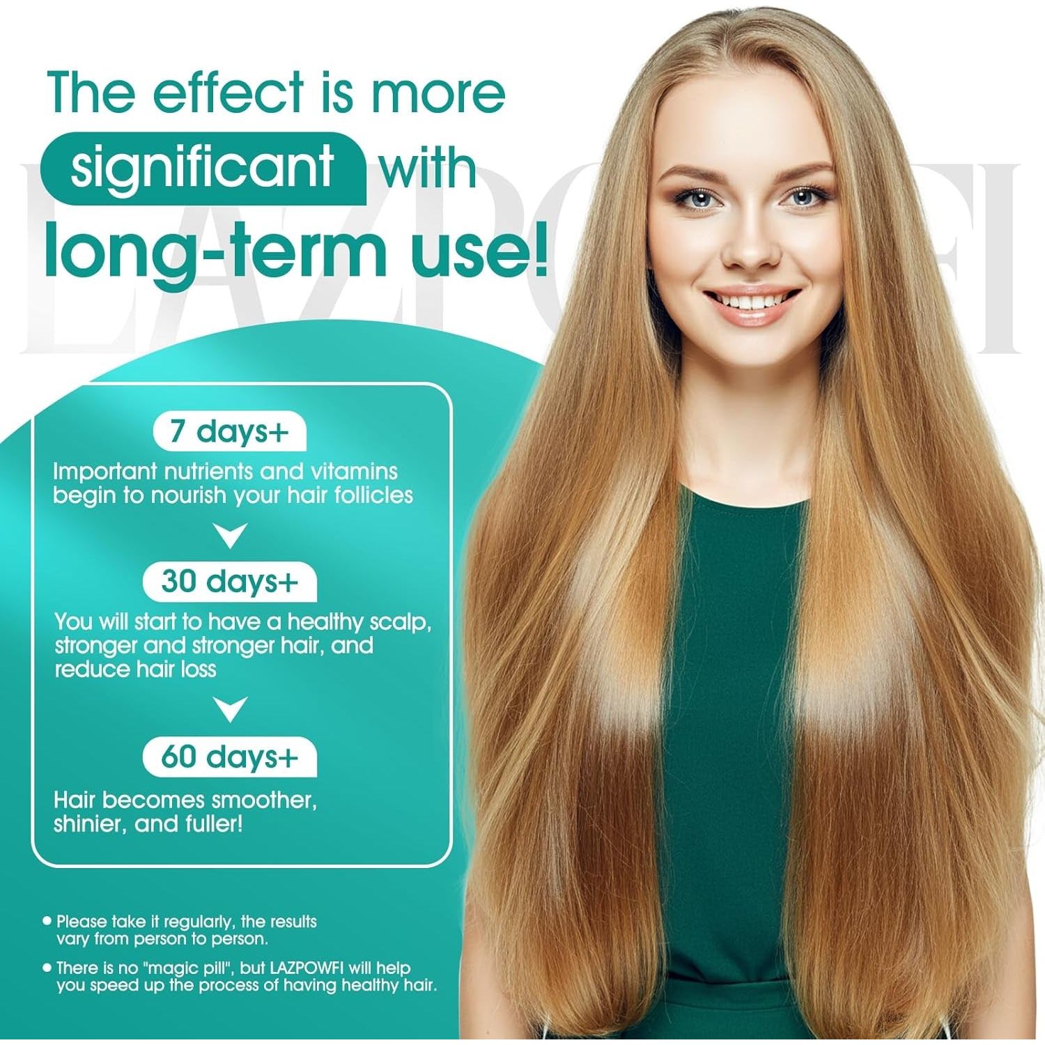 Lazpowfi Hair Growth Supplement 120 Capsules 30-in-1 Advanced Formula for Thicker, Healthier Hair