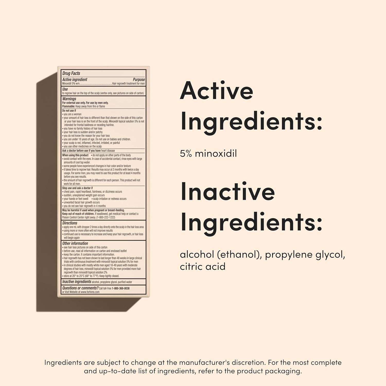 Hims Hair Growth Treatment Unscented, 60ml (2 Pack - 60ml each) | Clinically Proven 5% Minoxidil for Men