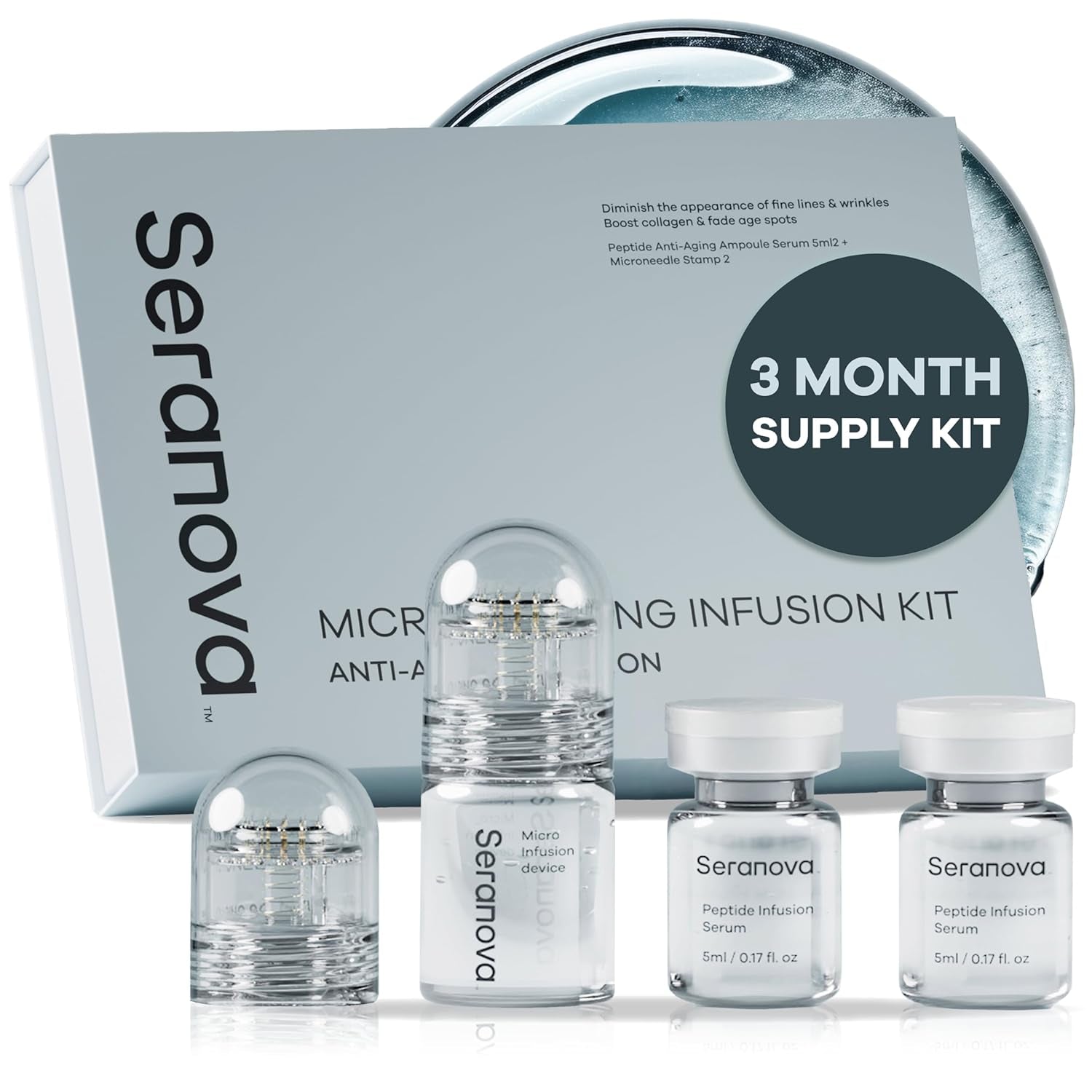 Seranova MicroNeedling Infusion Kit – 3-Month Supply | At-Home Collagen Boosting & Skin Rejuvenation System