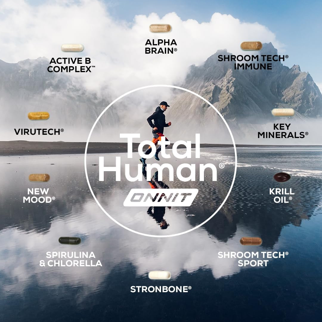 ONNIT Total Human Complete Supplement Packs – 60 Packets, 30-Day Supply | Day & Night Vitamins for Focus, Energy, Sleep & Immune Support