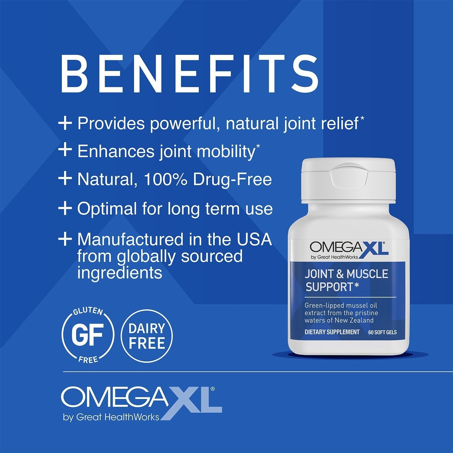 OmegaXL Joint & Muscle Support 60 Softgels | Advanced Green-Lipped Mussel Omega-3 Complex