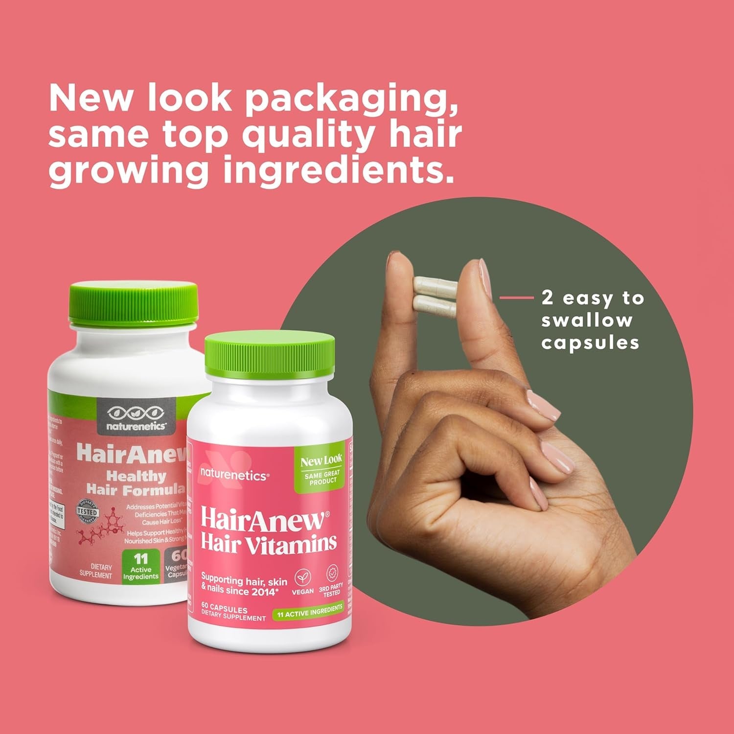 Naturenetics Hairanew Hair Vitamins 60 Capsules | Award-Winning Biotin Formula for Stronger, Fuller Hair