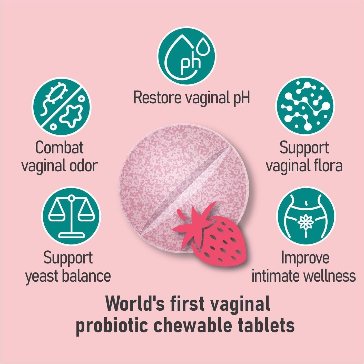 Probiotiv Vaginal Odor Flora - 30 Chewable Tablets | pH Balance & Feminine Health