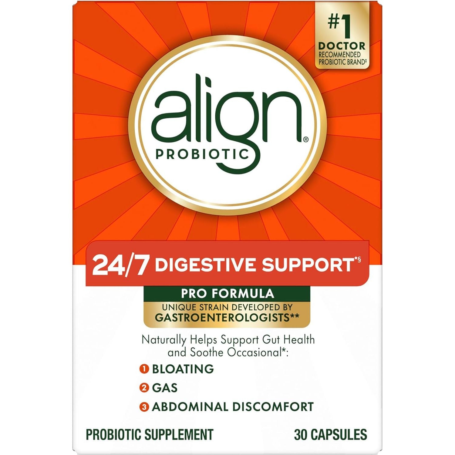 Align Probiotic 24/7 Digestive Support - 30 Capsules | Doctor-Recommended for Gut Health