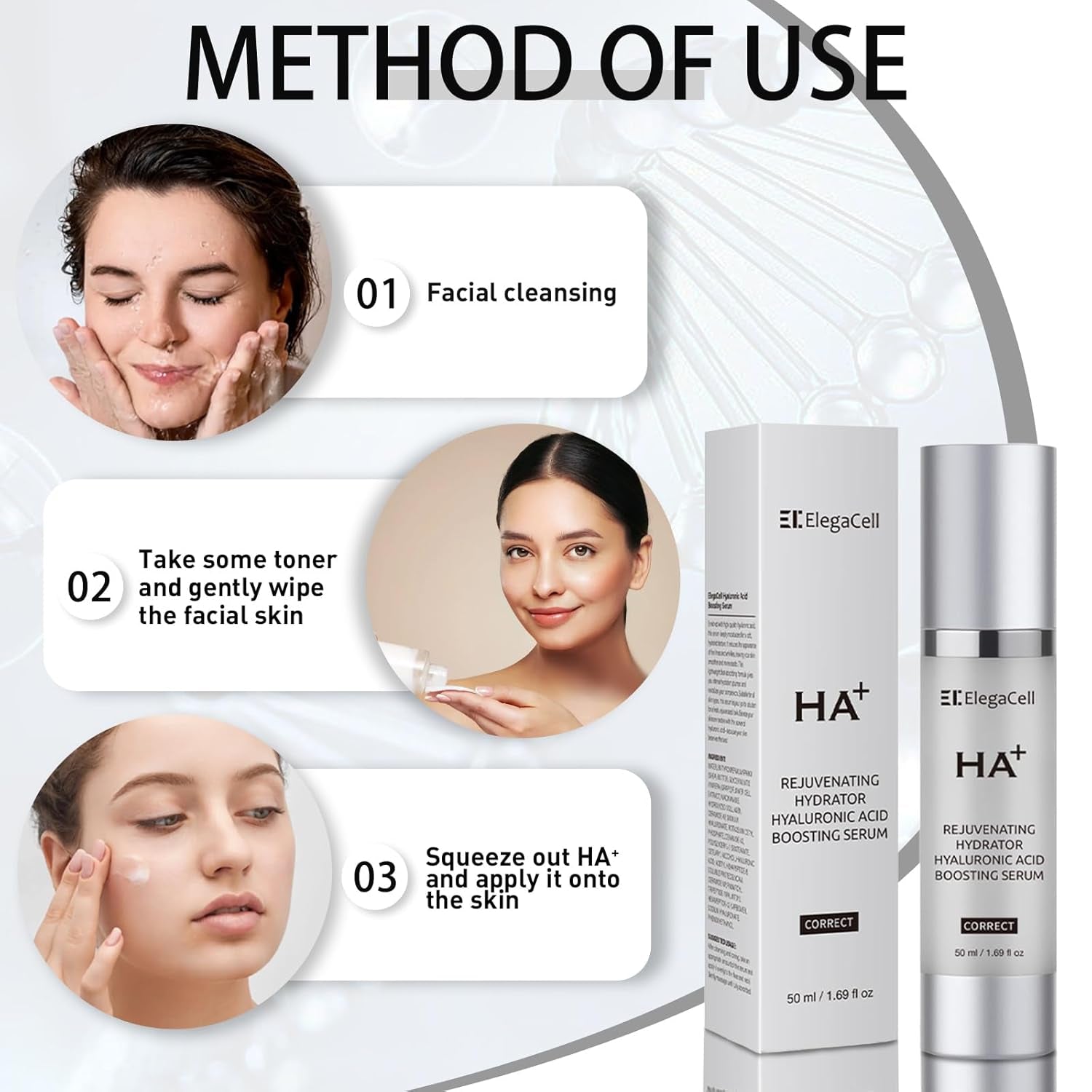 HACIRFE ElegaCell HA+ Rejuvenating Hydrator Hyaluronic Acid Boosting Serum – 50ml | 24-Hour Hydration & Fine Line Smoothing