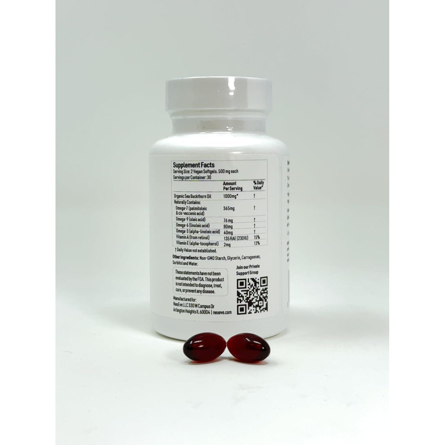 NeuEve Feminine Moisture Support Supplements 60 Softgels | Omega-7 Sea Buckthorn Oil for Vaginal Dryness Relief