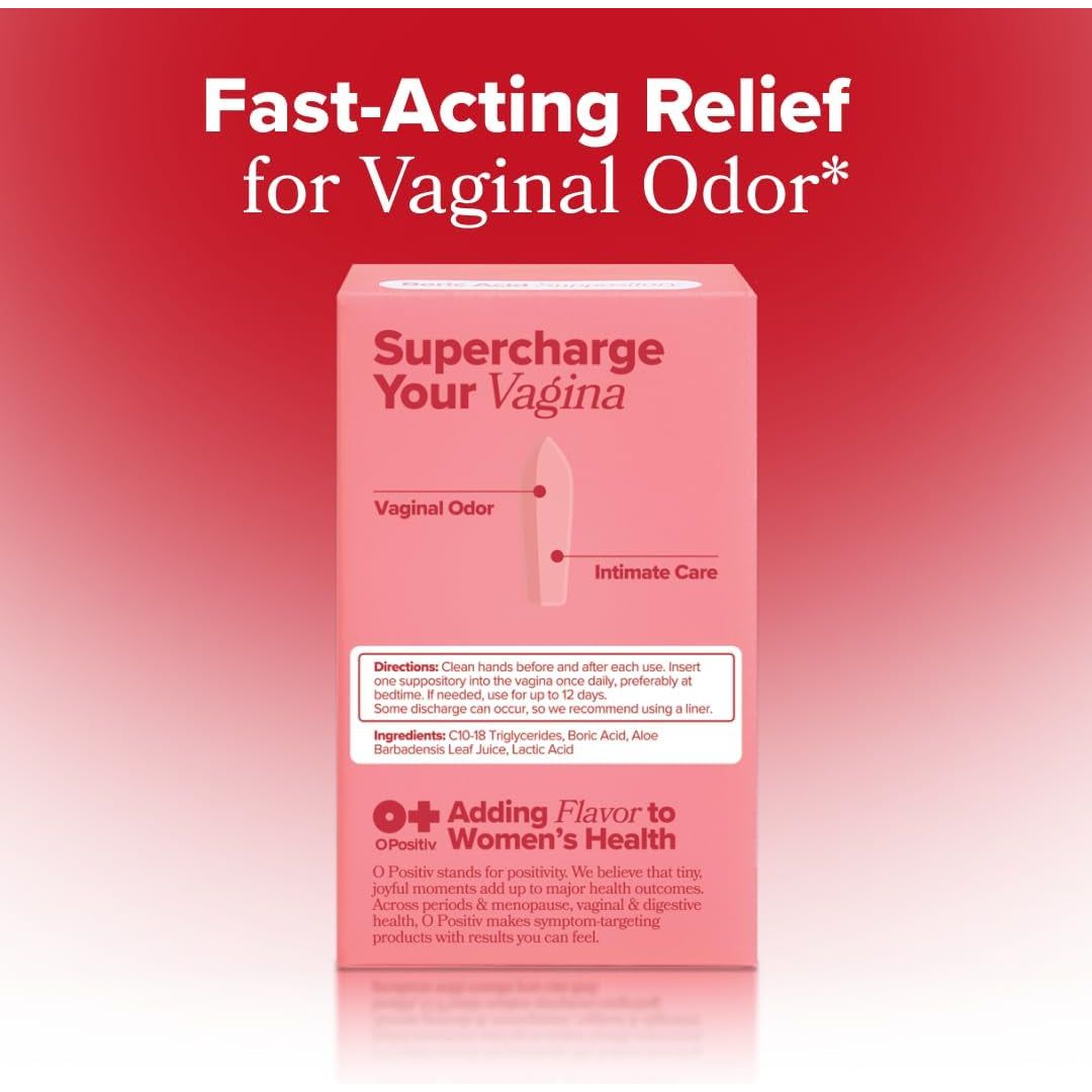 O Positiv URO Boric Acid Vaginal Suppositories& 12 Count The Gentle, Fast-Acting Solution for Intimate Balance & Freshness