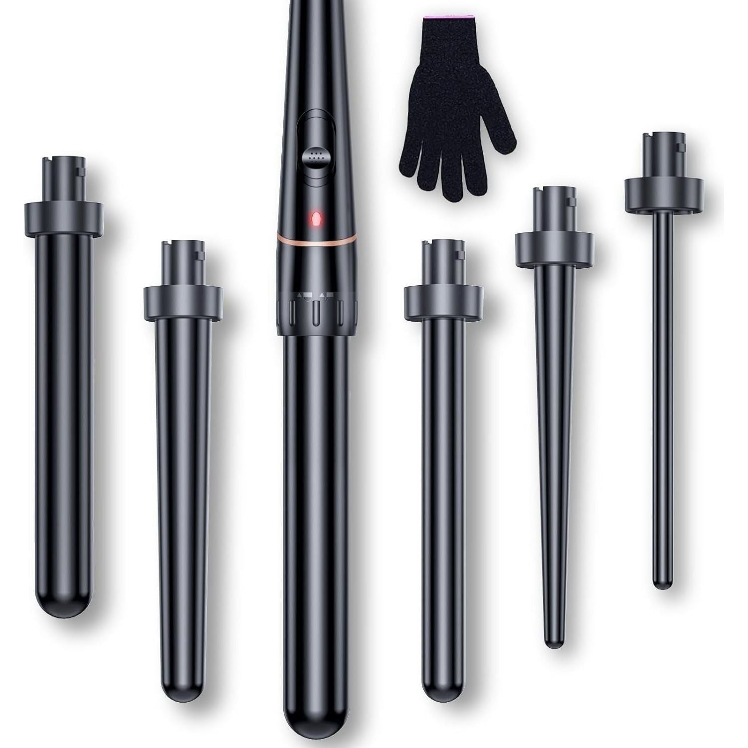 6-in-1 Curling Wand Set | Tourmaline Ceramic Hair Curler with Interchangeable Barrels