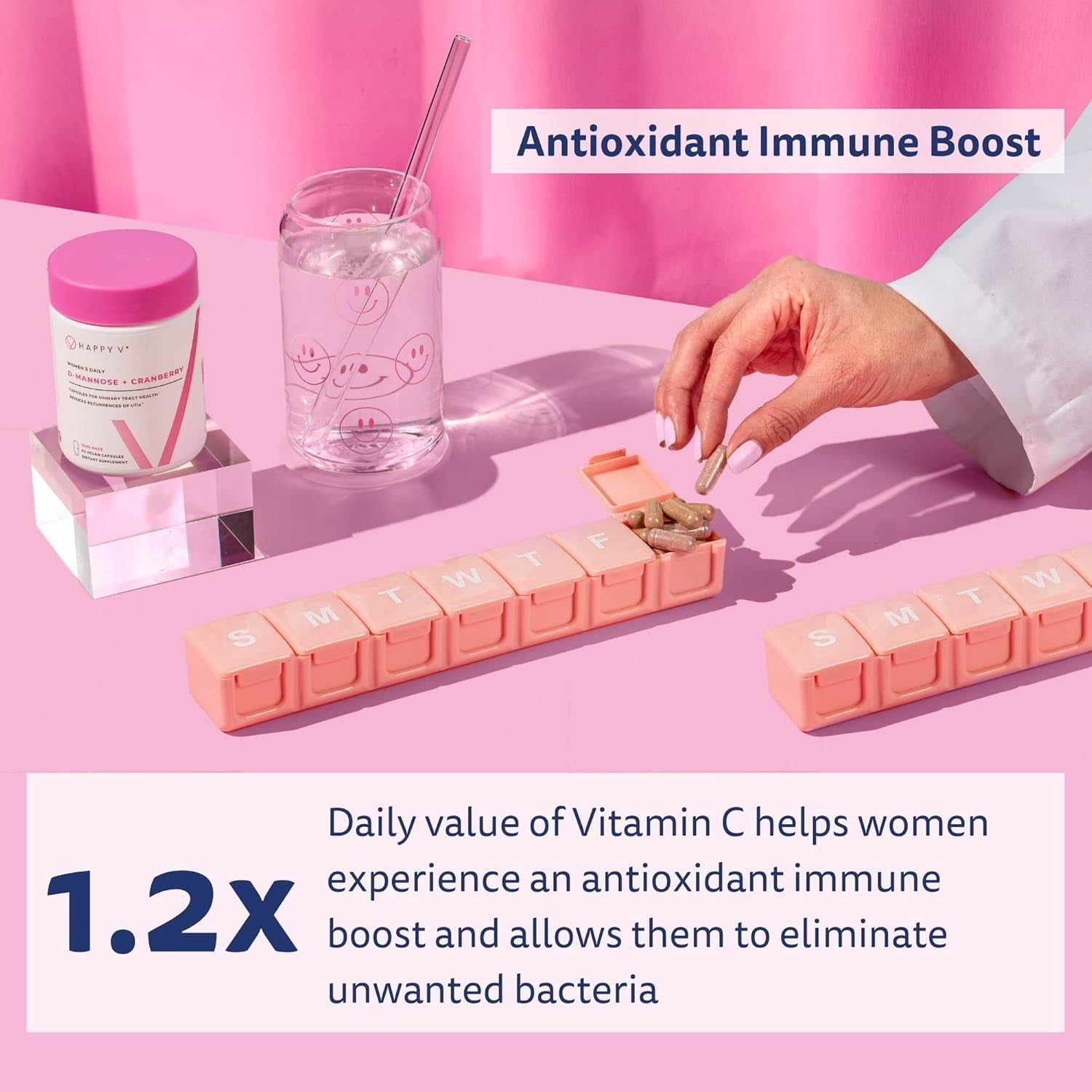 Happy V Women’s Daily D-Mannose + Cranberry – 60 Vegan Capsules UTI Prevention & Urinary Tract Health Support