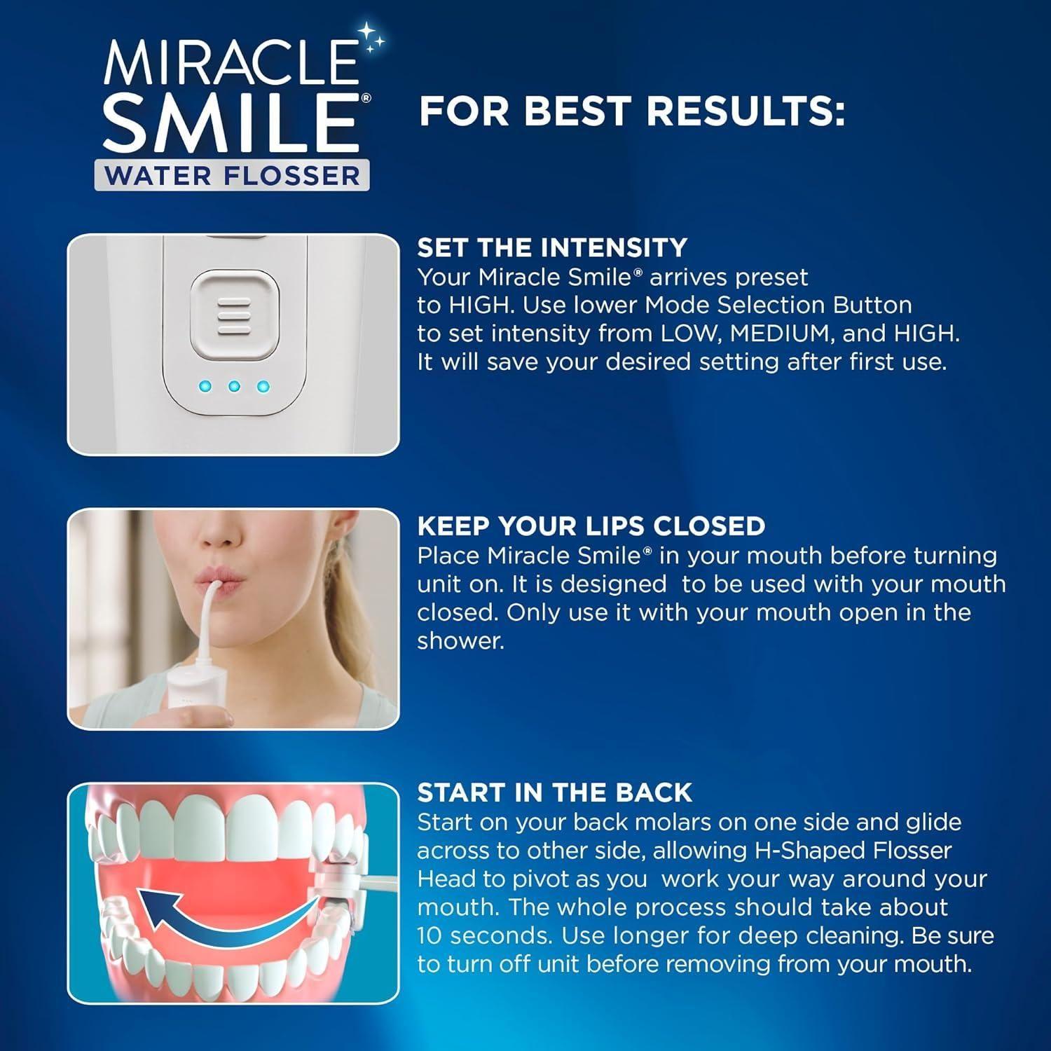 Ontel Miracle Smile Deluxe Pro Water Flosser | 360° Cleaning Technology for a Healthier Smile